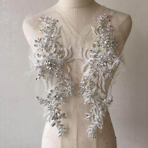 Hand-set diamond pearl pair flower 