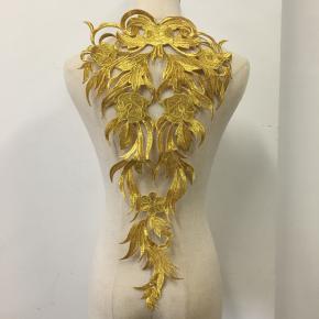 Gold thread embroidery patch 