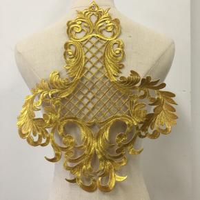 Gold thread embroidery patch 