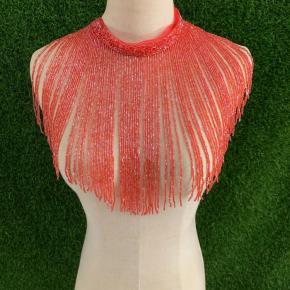fringed collar floral shawl 