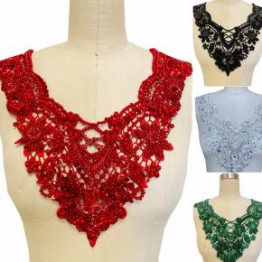 Super flash heavy work sewn bright diamond applique