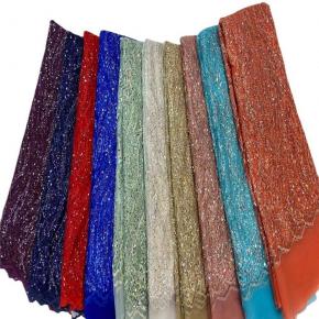 Crystal bead tube embroidery fabric