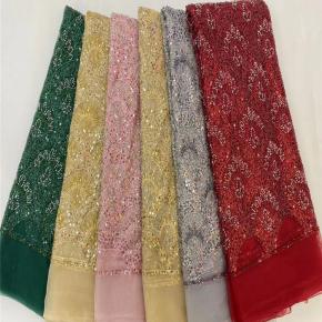 Hand Beaded Embroidered Fabric