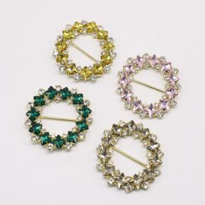 Welded glass rhinestone round button