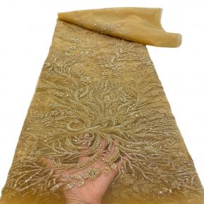Beaded beaded tube embroidery fabric