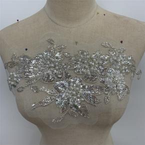 Pearl beaded sequin mesh