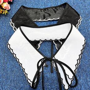 Black and white lace embroidered collar
