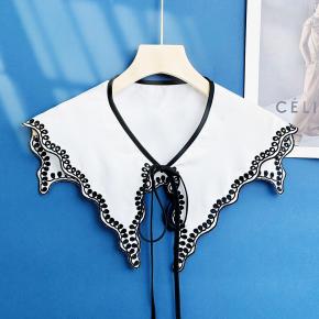 Black embroidered lace collar