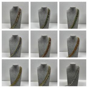 Glass rhinestone pendant code chain with gold base clothing accessories