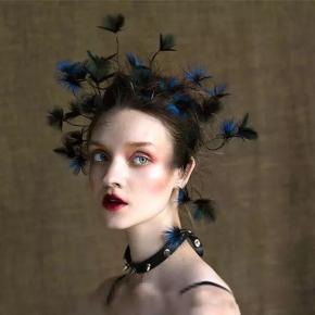 Handmade hair accessories Summer pink flower branch edge clip