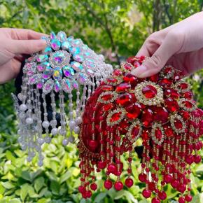 Fashion exotic charm rhinestone fringe headband