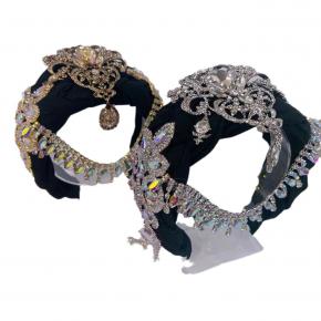 Rhinestone gold and silver light luxury pendant tassel headdress