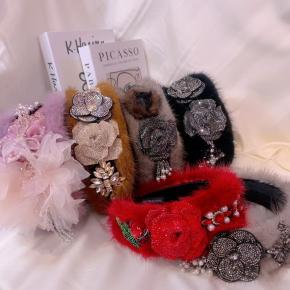  mink hair elegant high-end wide headband