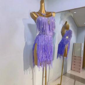 New Latin dance performance costumes tassel rhinestone sling art exam competition dress professional dance stage flower dress