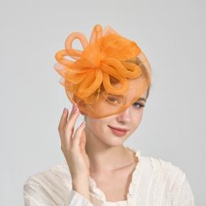 Cross border European and American mesh top hat bridal headdress dinner retro headband feather headdress flower
