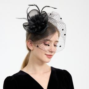 Top selling mesh headpiece, European and American flower bridal banquet hat, feather headband