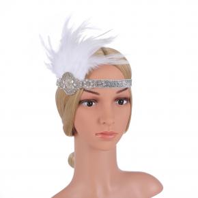 New Style Feather Headband European and American Light Luxury Rhinestone Hair Accessories Fashionable Masquerade Headdress