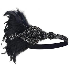 New Masquerade Headband for Women with Diamond Feather Headband Indian Style Headdress Fabric Elastic Headband Wholesale