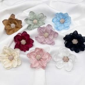 Fabric Three-dimensional Yarn Flower Handmade Beading DIY Dress Jewelry Accessories Organza Flower Accessories