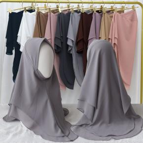 New Middle Eastern Malay Solid Color Chiffon No V Swallowtail Style Pullover Headscarf Shawl Spot Wholesale