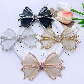 New Bow Rhinestone Shoe Flower Mesh Hot Diamond DIY Shoe Accessories Accessories High-end Shoe Buckle Wholesale Double Layer