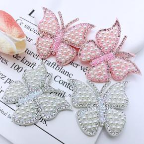 Pearl Rhinestone Non-woven Colorful butterfly Cloth Patch Hot Diamond Hot Pattern DIY Clothing Luggage Accessories