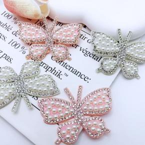 Rhinestone Pearl Hot Melt Adhesive Non-woven Fabric Colorful butterfly Cloth Patch Hot Diamond DIY Clothing Luggage Accessories