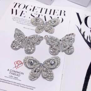 White Full Diamond Bow Pearl Non-woven Double-layer Shoe Flower Decoration Clothing Accessories Bag Accessories