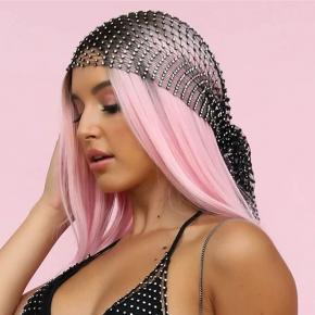 Shining Rhinestone Hollow Mesh Headscarf European and American Style Party Nightclub Music Festival Essential Hair Accessories