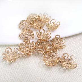 DIY 10mm Hollow Chinese Knot Flower Hat Spacer 18K Real Gold Color-preserving Copper Bead Bead Hat