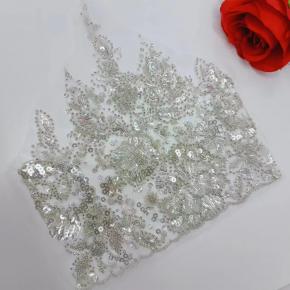 新款银灰金色奢华重工亮片珠片蕾丝花个装饰DIY牛仔系列服装辅料