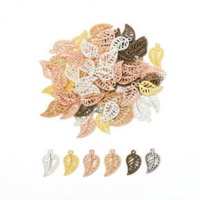 DIY Retro Alloy Jewelry Accessories Hollow Leaf Pendant Small Pendant European and American Hot Sale 17*19mm
