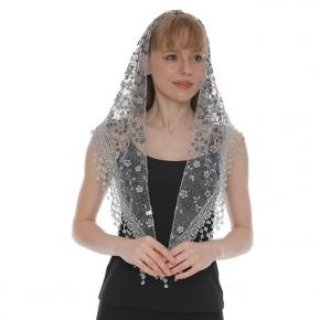 春秋碎花蕾丝韩版三角头纱批发 经典透气镂空纯色女三角巾