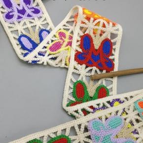 水溶彩色小兔头镂空条码刺绣花边服饰窗帘装饰沙发垫辅料