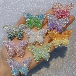 三层uv镀花蝴蝶46*31mm 手工DIY饰品手机壳发夹树脂