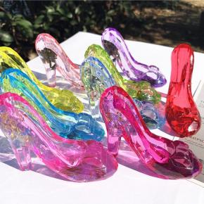 塑料仿水晶鞋灰姑娘水晶高跟鞋亚克力水晶挖奖励水晶礼品