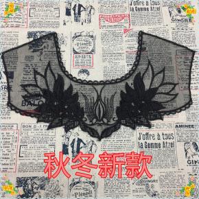 水溶花边 涤纶丝领花 蕾丝色丁 玻璃纱网布贴皮绣花