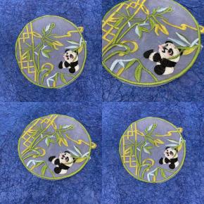 新中式国风金线欧根纱布贴熊猫竹林汉服马面裙服装辅料