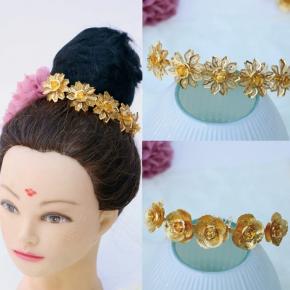 傣旺名族风发饰云南傣族小花朵发圈插梳泰国头饰舞蹈表演写真配饰