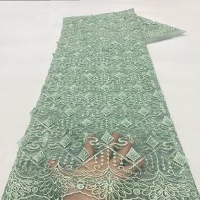 菱形花边亮片刺绣网纱珠管绣花布时尚连衣裙婚纱礼服蕾丝面料