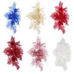 服装辅料刺绣花边立体手工婚纱礼服配料布贴网纱底花