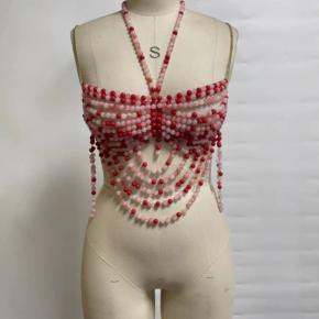 新款女性宝石珠饰吊带比基尼上衣链条性感海滩遮盖挂件时尚配饰