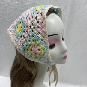 法国田园三角头巾女士可爱编织沙滩帽 适合户外旅行休闲 3D刺绣农场沙滩帽派对