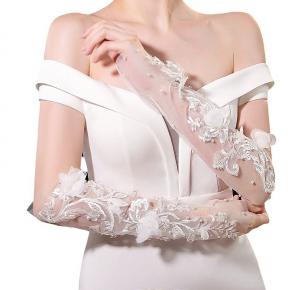 Bridal wedding gloves simple pearl bow French aesthetic high-end photo shoot wedding dress style matching