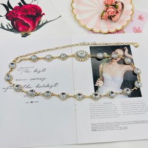 水钻镶嵌金属链条装饰腰链女士时尚细腰带配连衣裙简约百搭