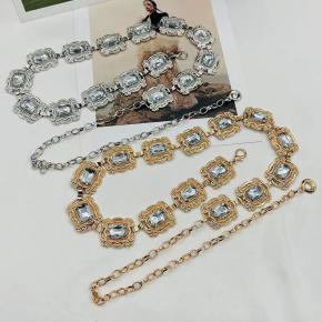 Ladies' Belt Casual Retro Carved Decoration Acrylic Crystal Metal Chain Waist Chain in StockLadies' Belt Casual Retro Carved Decoration Acrylic Crystal Metal Chain Waist Chain in Stock
