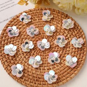 手缝钉珠亮片花朵布贴diy装饰衣服鞋袜珠片花服装辅料