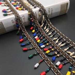 波西米亚民族风流苏吊木珠手工钉珠服装辅料花边织带