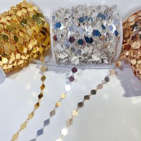 闪亮铜菱形链手工制作用于DIY发饰 新娘头饰 复古流苏装饰