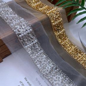 网纱重工珠绣米珠花边 机绣亮片珍珠装饰服装辅料
